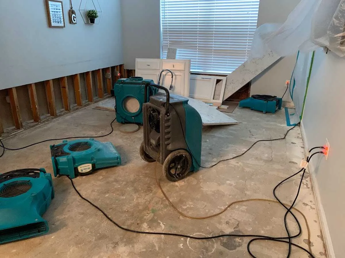Dehumidifier in flood-cut room for Water Extraction & Removal in South Whittier
